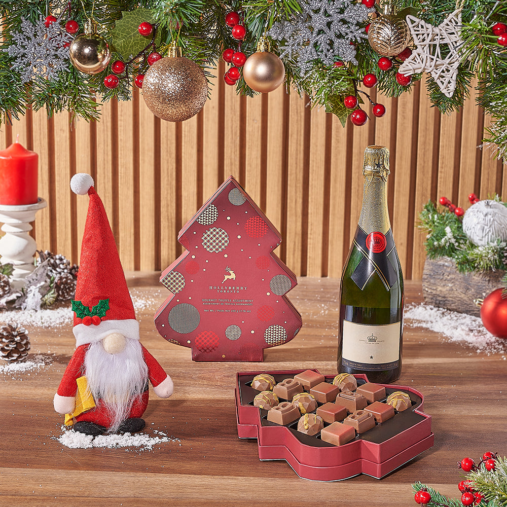 Santa &amp; Gourmet Chocolates with Champagne Gift Set, Christmas gift, Christmas, chocolate gift, chocolate, sparkling wine gift, sparkling wine, Chicago delivery