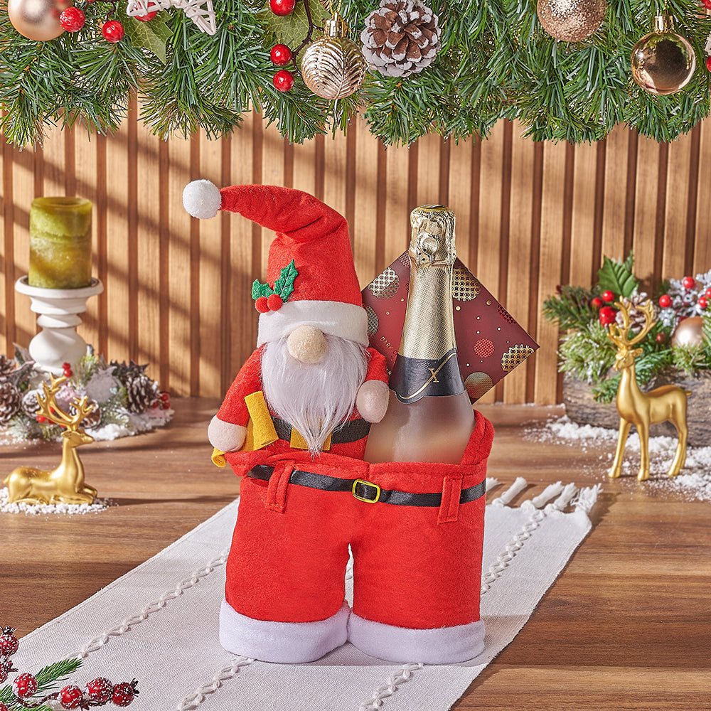 Sparkling Wine with Plush Claus – how the gift is presented