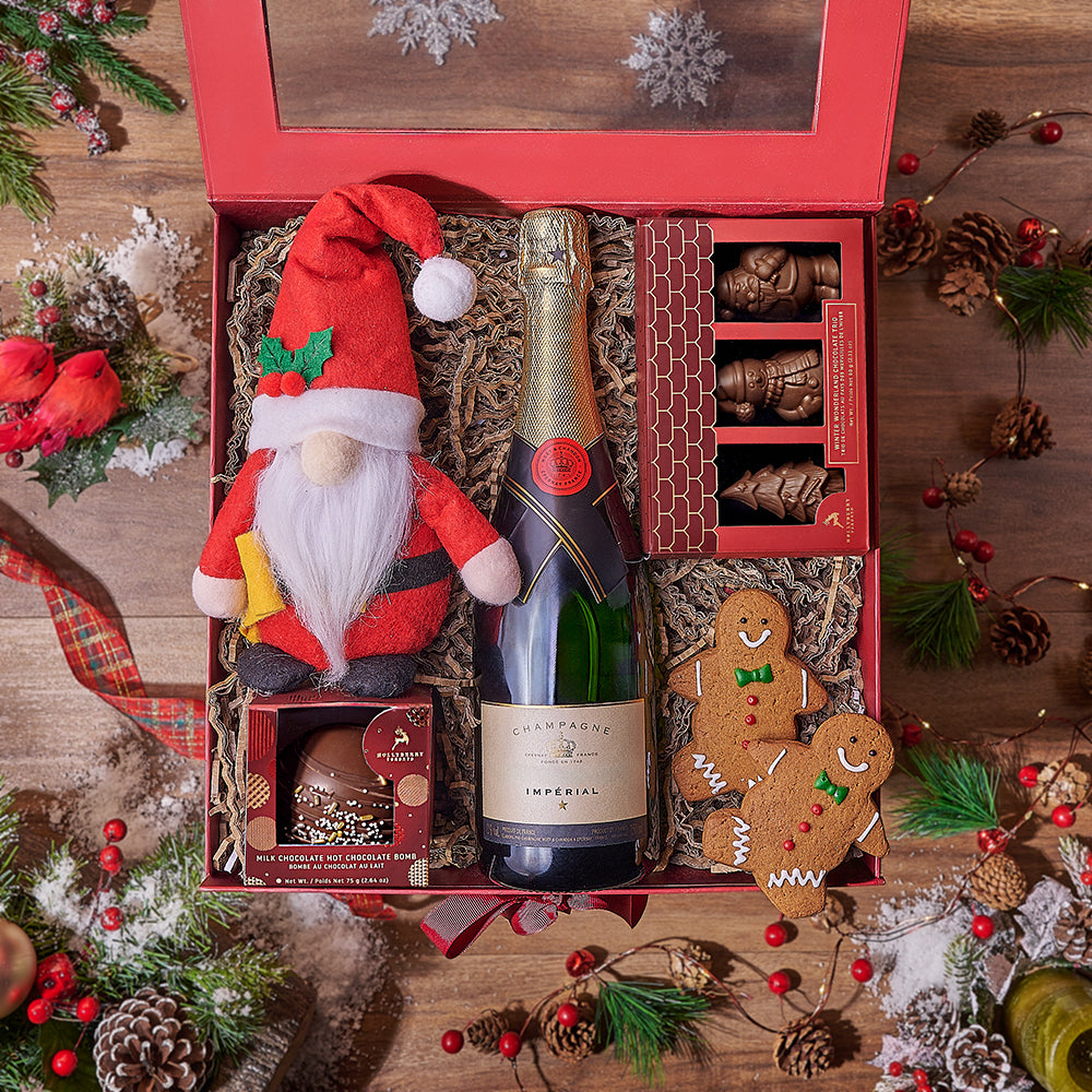 Santa’s Sweet Choice with Champagne, champagne gift, champagne, sparkling wine gift, sparkling wine, gourmet gift, gourmet, Christmas gift, Christmas, holiday gift, holiday - Chicago Delivery