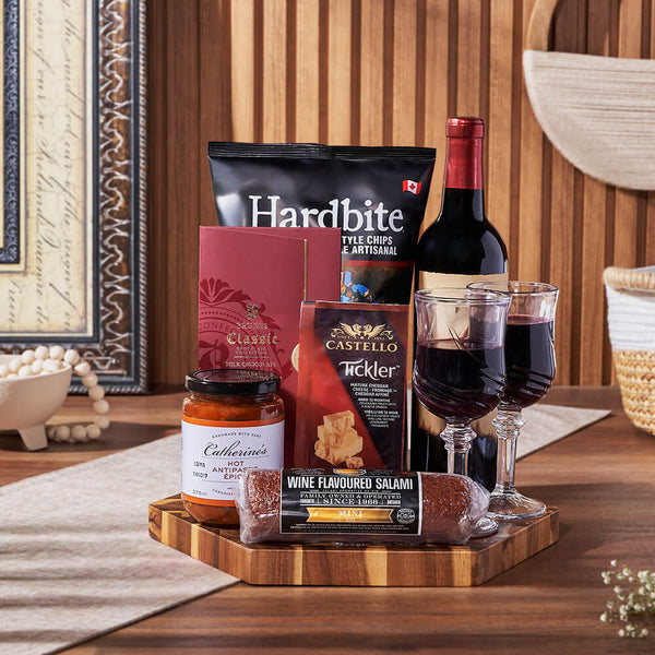 Savory Treats Wine Basket - Chicago Baskets - Chicago Delivery.