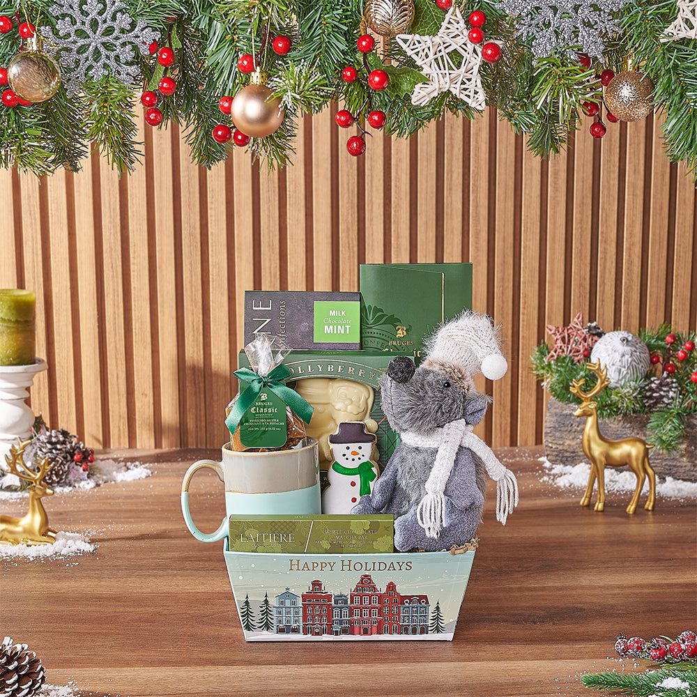 Festive Winter Treats Gift Basket – how the gift is presented
