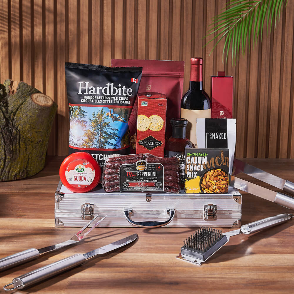 Wine Gift Set with BBQ Snacks – how the gift is presented