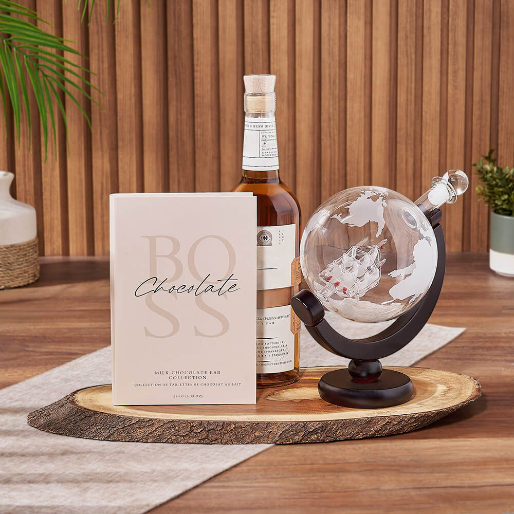 Whiskey Bottle with Chocolate Bars – how the gift is presented