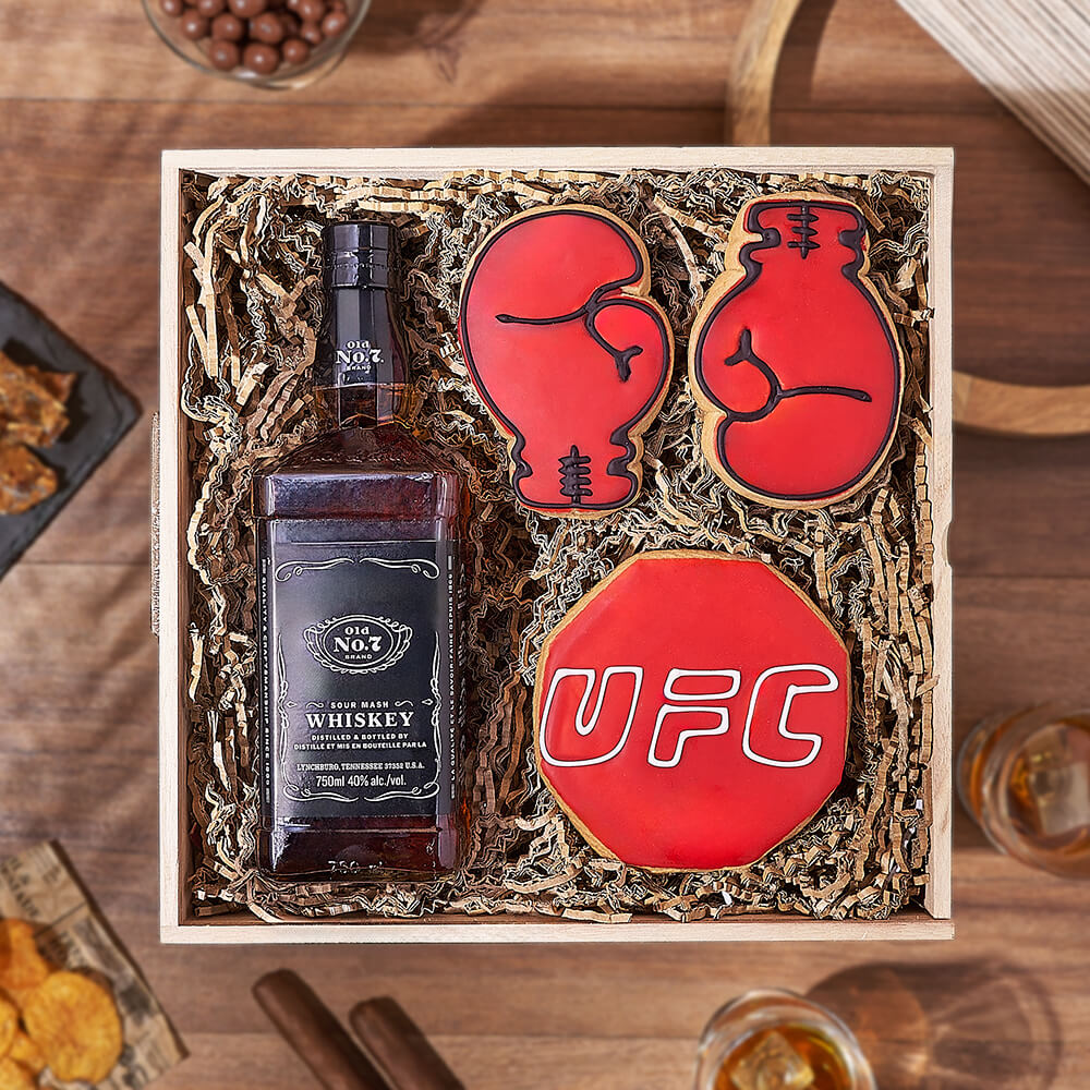Spirits &amp; Boxing Cookie Gift, liquor gift, liquor, cookie gift, cookie, sports gift, sports, Chicago delivery