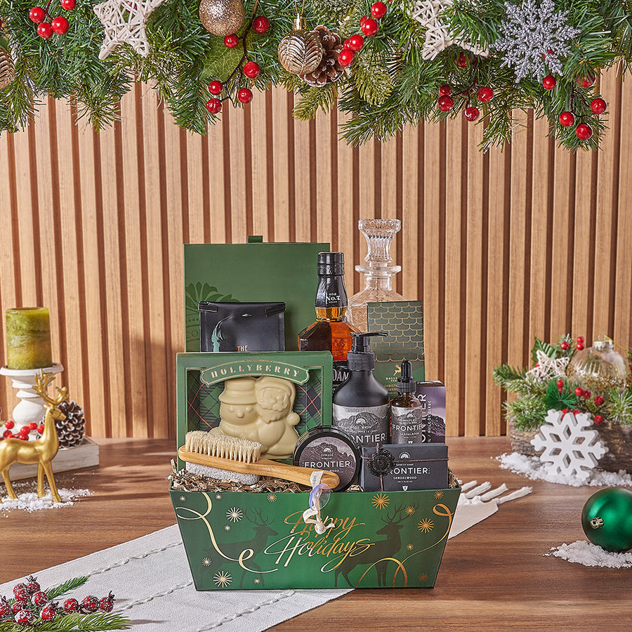 Spirits & Spa Holiday Gift Set, liquor gift, liquor, spa gift, spa, chocolate gift, chocolate, Christmas gift, Christmas, Chicago delivery