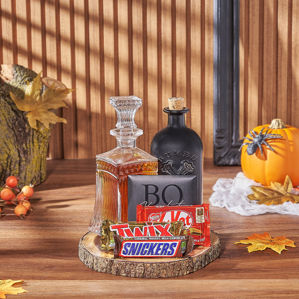 Spirits of Halloween Decanter Gift, liquor gift, liquor, halloween gift, halloween, chocolate gift, chocolate, Chicago delivery