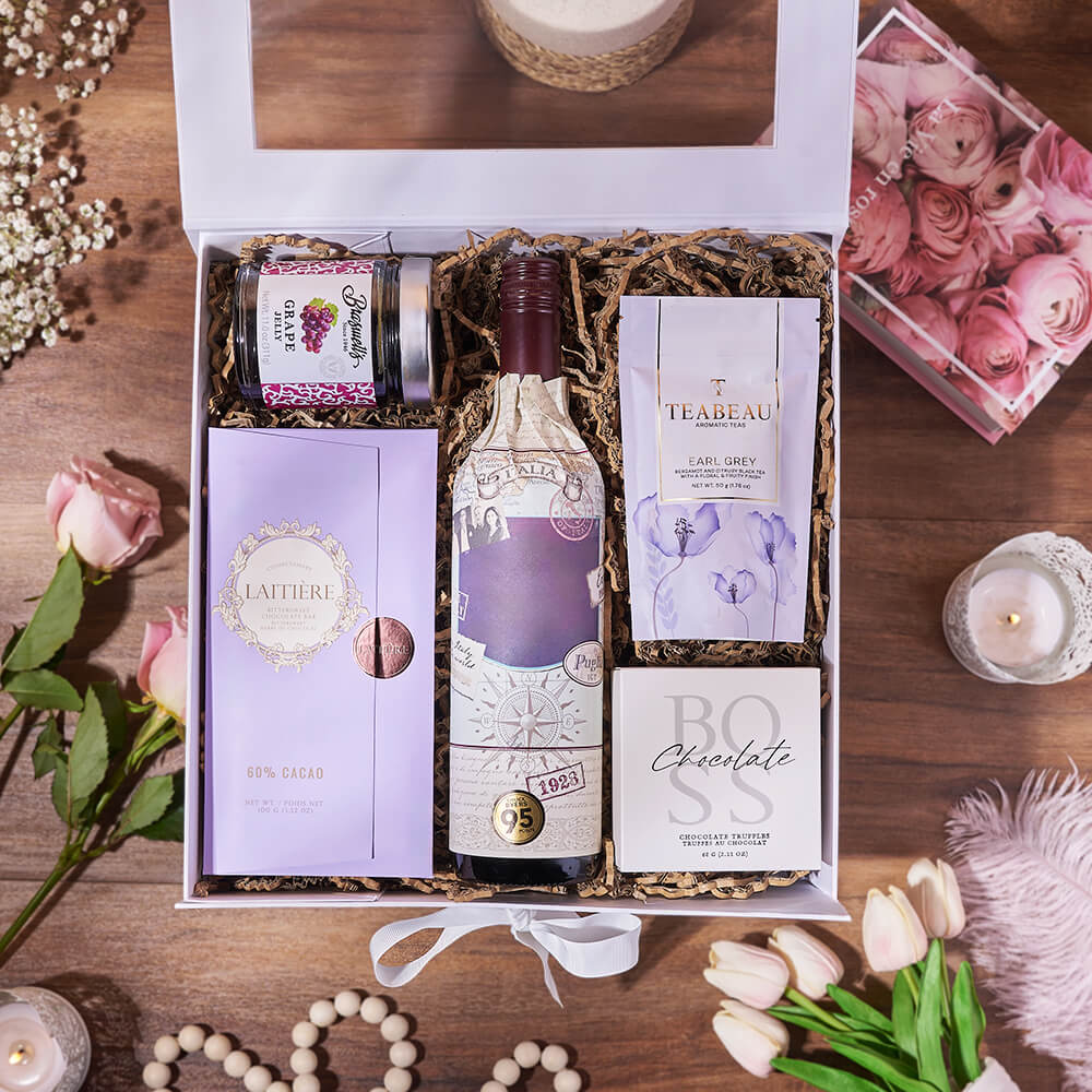 Striking Wine &amp; Chocolate Gift Box, wine gift, wine, chocolate gift, chocolate, tea gift, tea, Chicago delivery