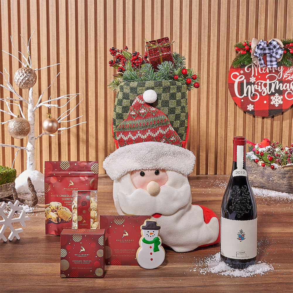 Sweet Stocking &amp; Wine Gift Set, wine gift, wine, chocolate gift, chocolate, Christmas gift, Christmas, Chicago delivery 