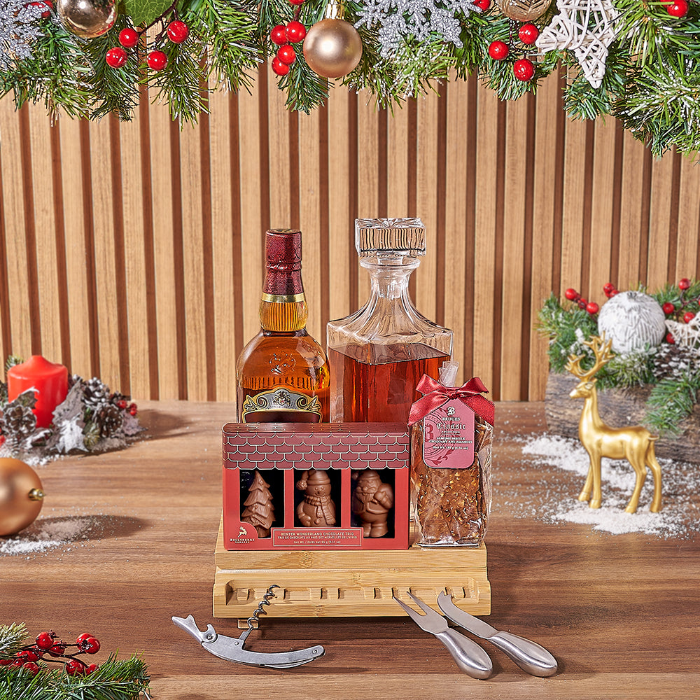 Sweet Treats &amp; Liquor Gift Set, Christmas gift, Christmas, chocolate gift, chocolate, decanter gift, decanter, Chicago delivery