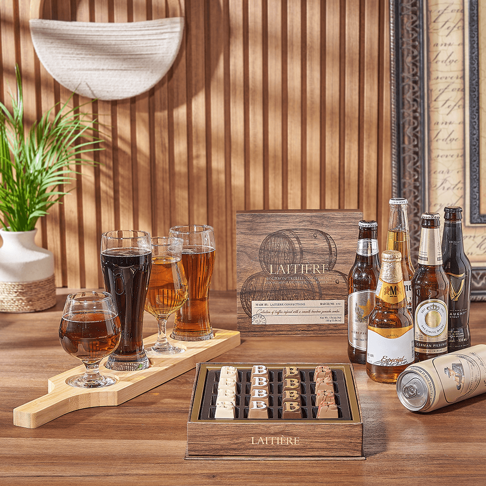 Sweet Truffle & Beer Flight, beer flight gift, beer flight, beer gift, beer, chocolate gift, chocolate, Chicago delivery