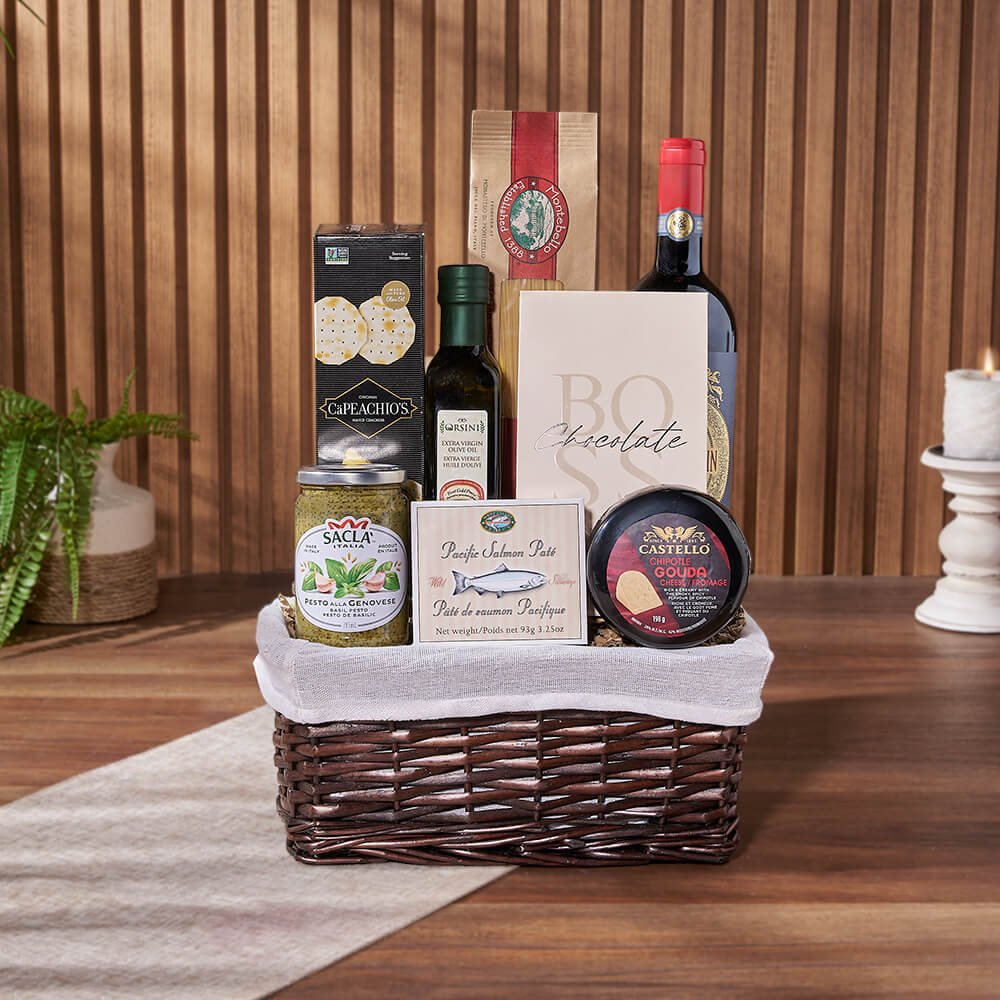 Taste of Indulgence Cheese &amp; Wine Gift Set, wine gift, wine, cheese gift, cheese, seafood gift, seafood, Los Angeles delivery