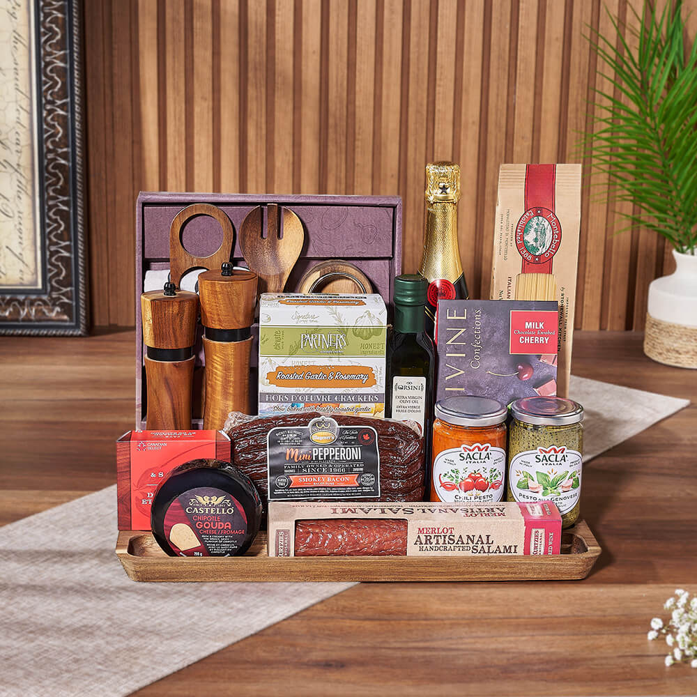 Tastes of Italy &amp; Champagne Gift Set from Chicago Baskets - Champagne Gift Basket - Chicago Delivery