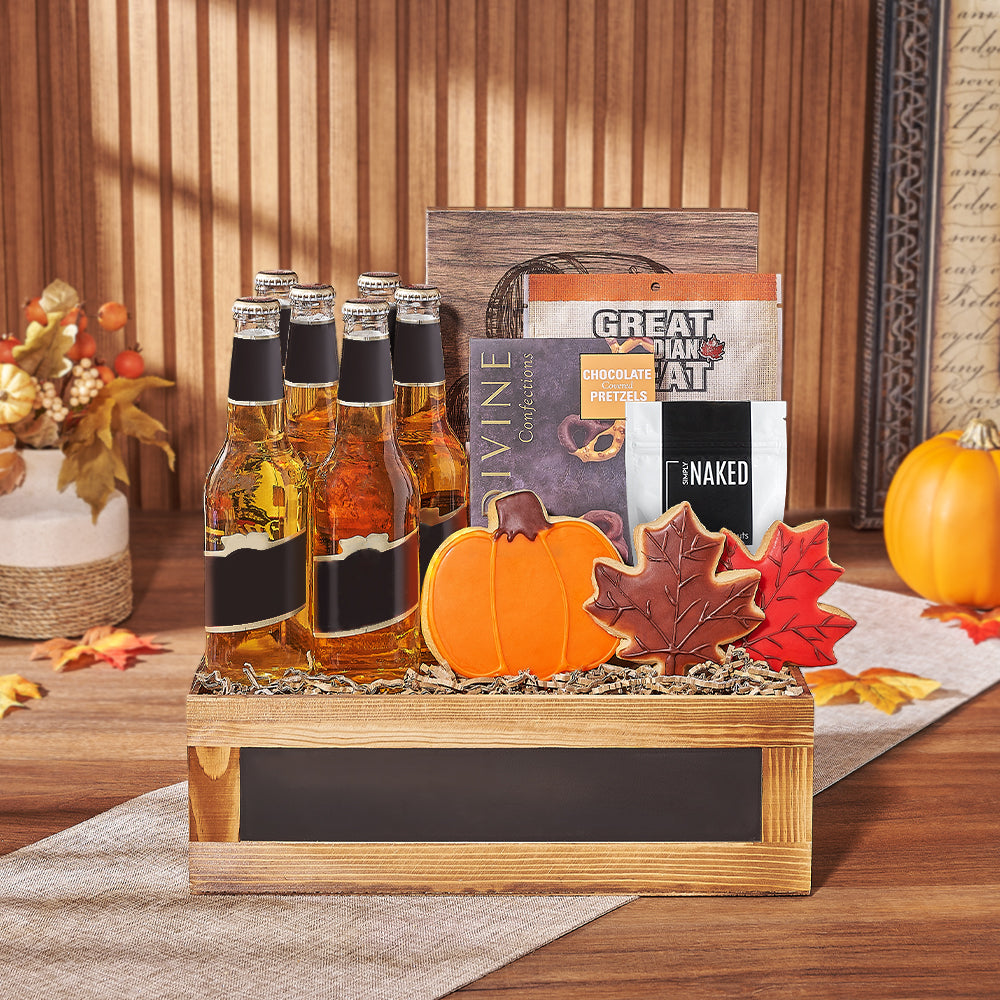 Thanksgiving Beer &amp; Treats Basket, thanksgiving gift, thanksgiving, beer gift, beer, cookie gift, cookie, Chicago delivery