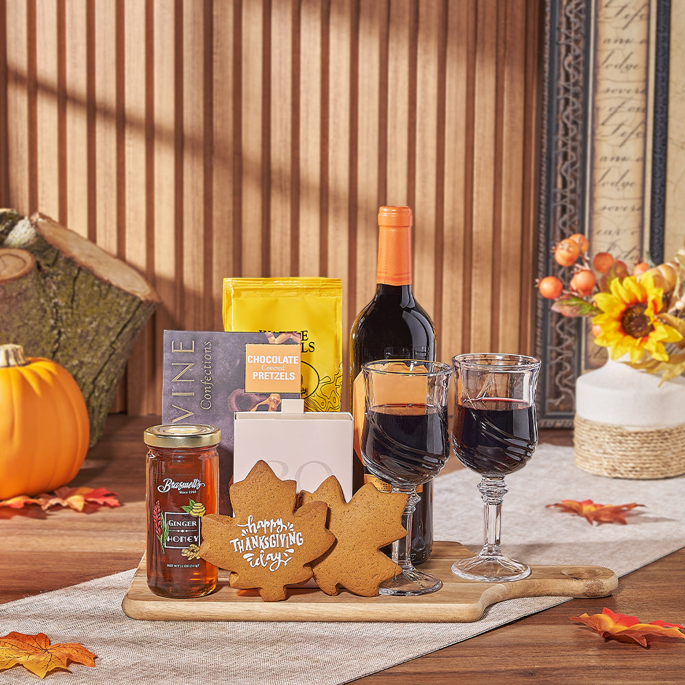 Thanksgiving Cookie &amp; Wine Gift, thanksgiving gift, thanksgiving, wine gift, wine, cookie gift, cookie, Chicago delivery