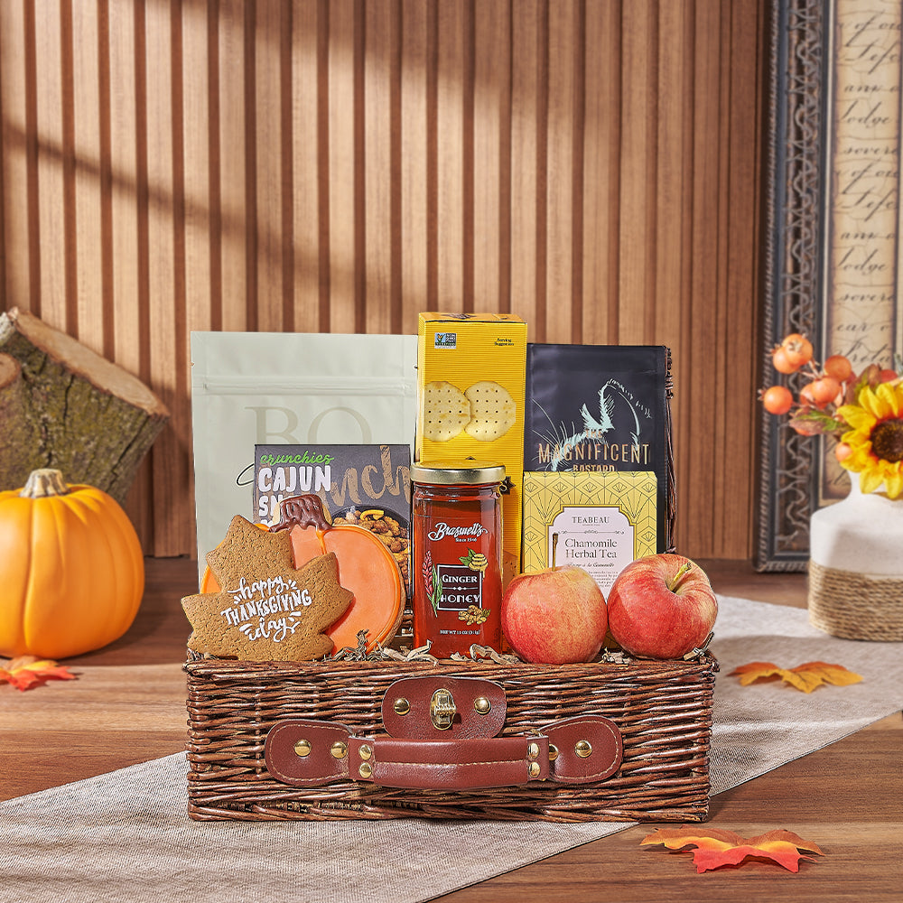 Thanksgiving Fruit & Snacks Bounty, thanksgiving gift, thanksgiving, cookie gift, cookie, tea gift, tea, Chicago delivery