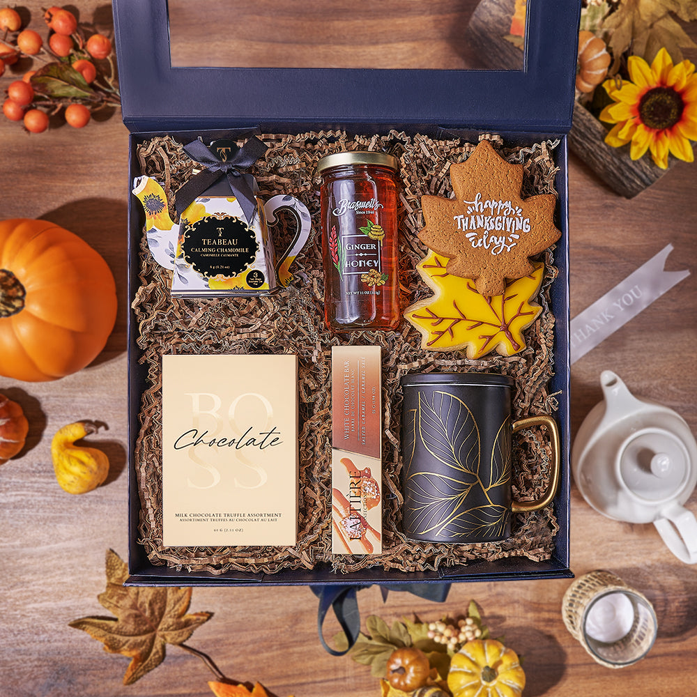 Thanksgiving Tea Gift Box, chocolate gift, chocolate, thanksgiving gift, thanksgiving, tea gift, tea, Chicago delivery