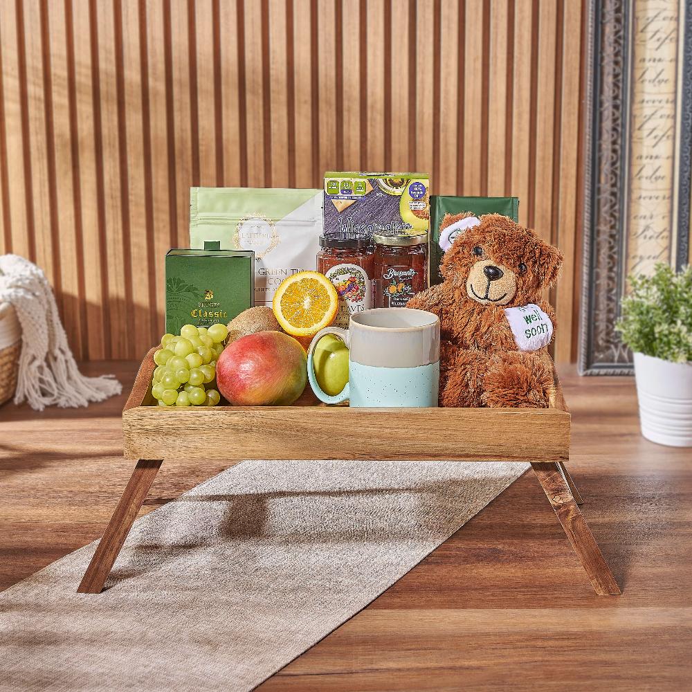 Get Well Fruit and Snack Tray – how the gift is presented