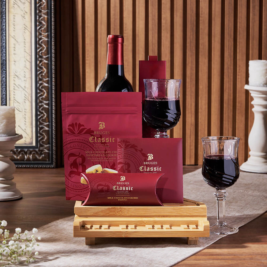 The Sweet Temptations Gourmet Wine Basket from Chicago Baskets - Wine Gift Set - Chicago Delivery.