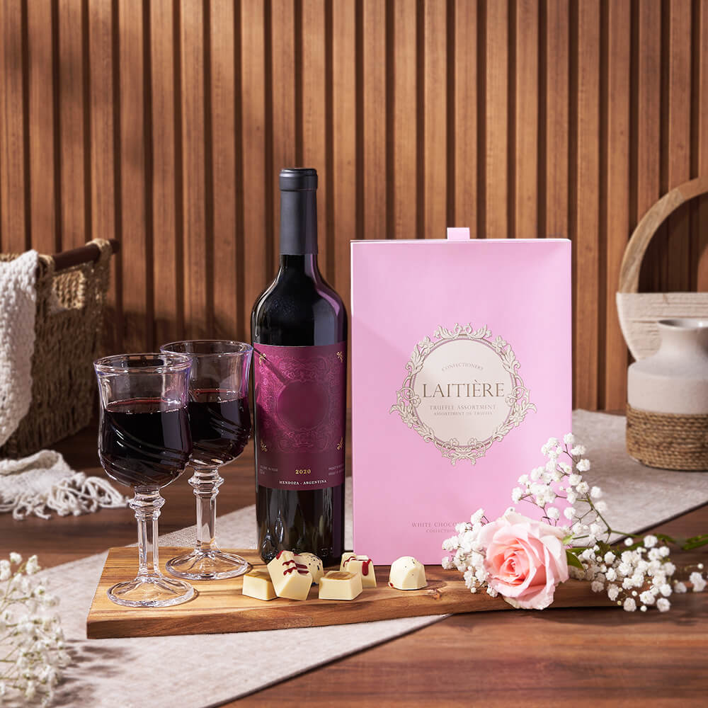 Uptown Wine &amp; Chocolate Gift Basket from Chicago Baskets - Wine Gift Set - Chicago Delivery.