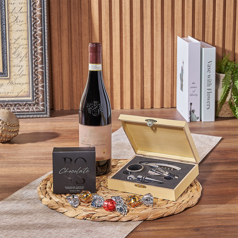 Wine Bottle and Truffles Set – how the gift is presented