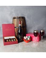Rouge Hill ValentineâDay Wine Basket, wine gift baskets, floral gift baskets, Valentine's Day gifts, gift baskets, romance